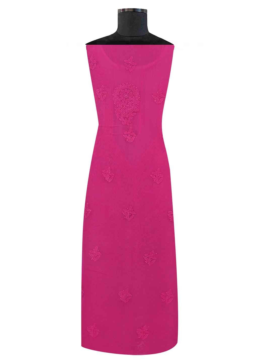 Ada Hand Embroidered Magenta Georgette Lucknowi Chikan Unstitched Kurta Piece A526847