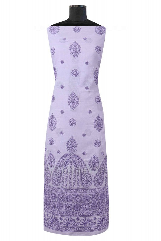 Ada Hand Embroidered Mauve Cotton Lucknowi Chikan Unstitched Suit Piece A176918