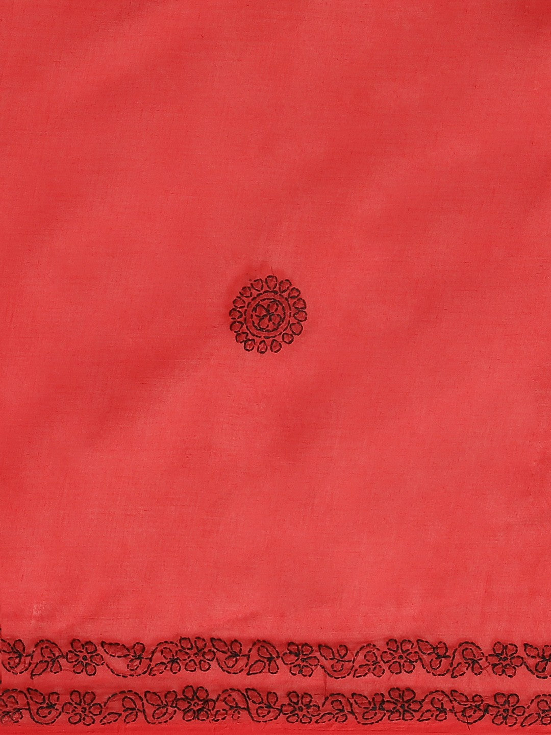 Ada Hand Embroidered Red Cotton Lucknow Chikan Saree With Blouse A311162