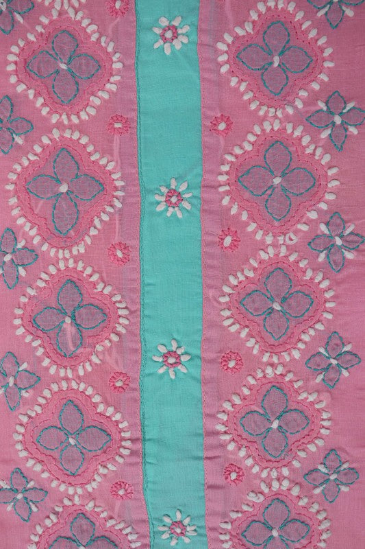 Ada Hand Embroidered Pink Cotton Lucknowi Chikan Unstitched Suit Piece A609773