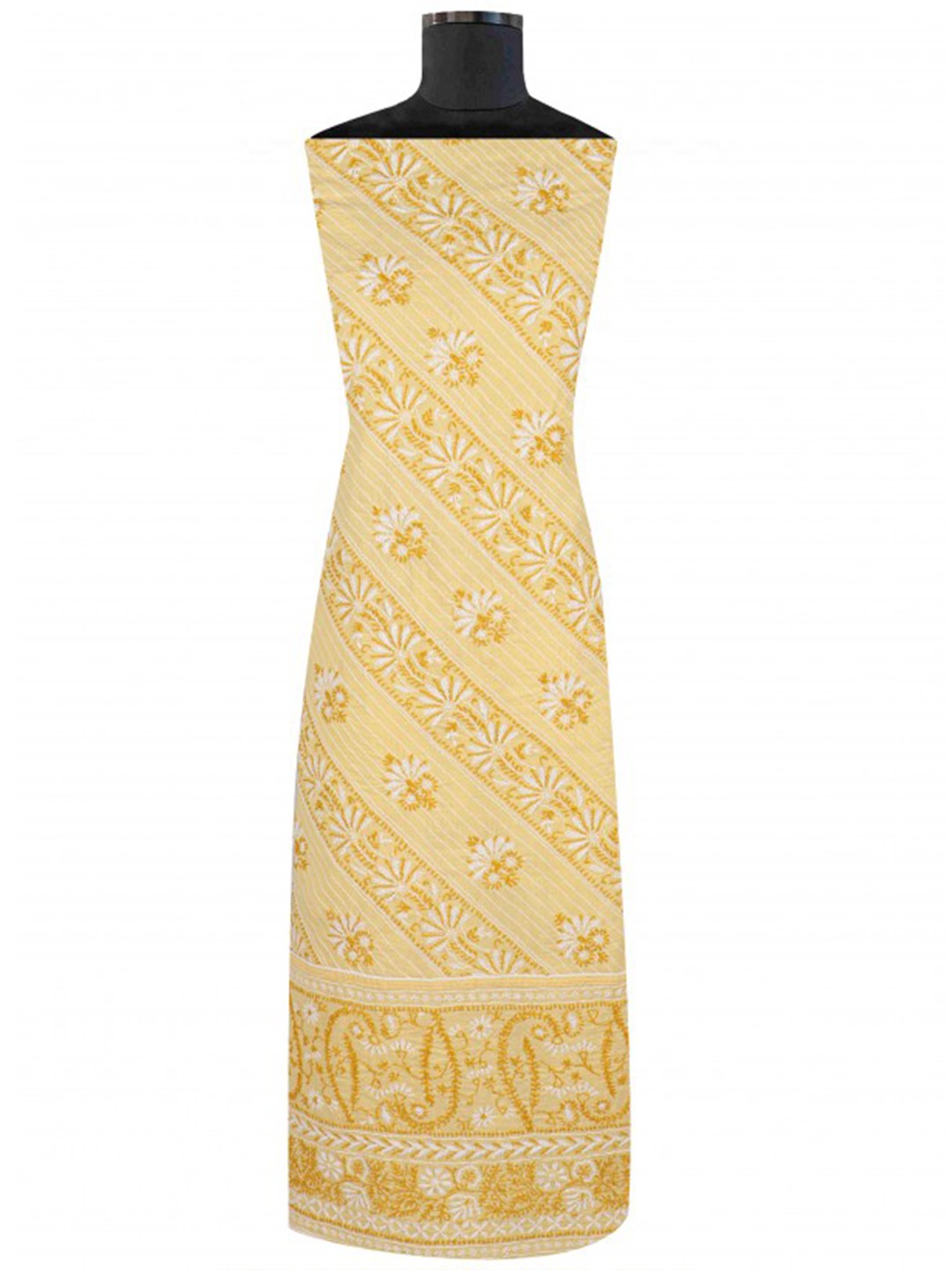 Ada Hand Embroidered Fawn Cotton Lucknowi Chikankari Unstitched Suit Piece A622461
