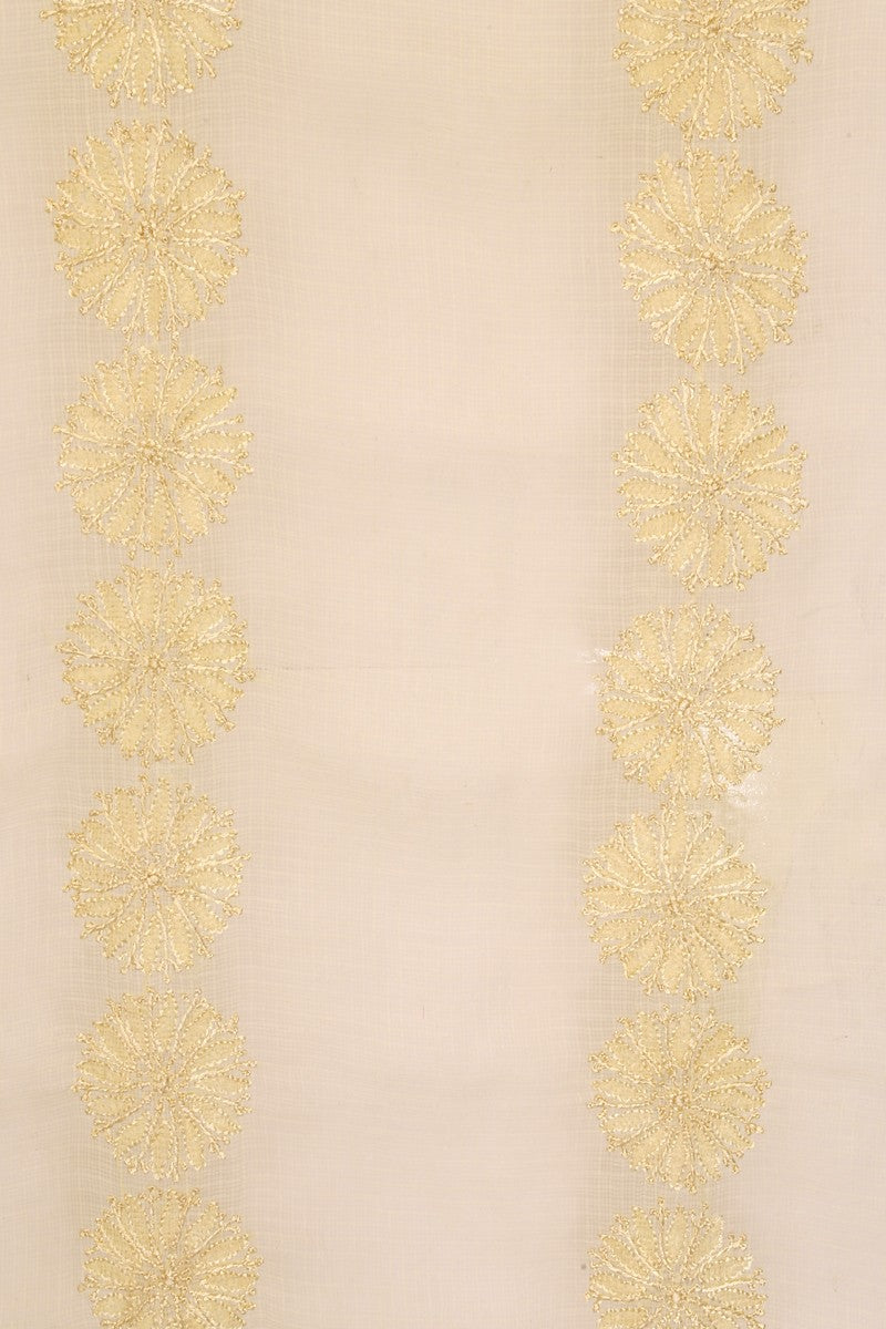 Ada Hand Embroidered Fawn Kota Lucknowi Chikankari Curtain- A575839