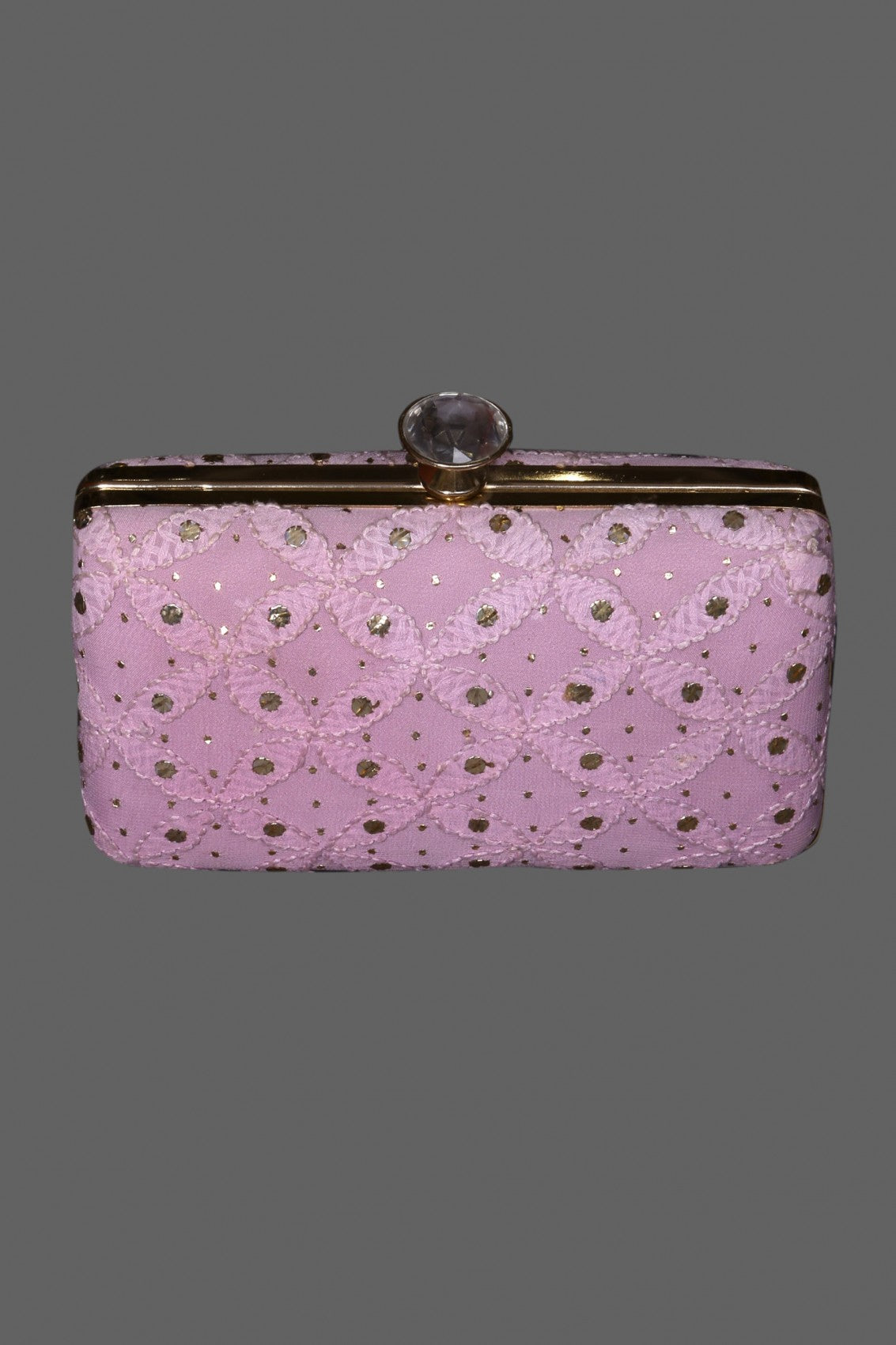 Ada Hand Embroidered Mauve Pure Georgette Lucknowi Chikankari Clutch With Muqaish Work A548968