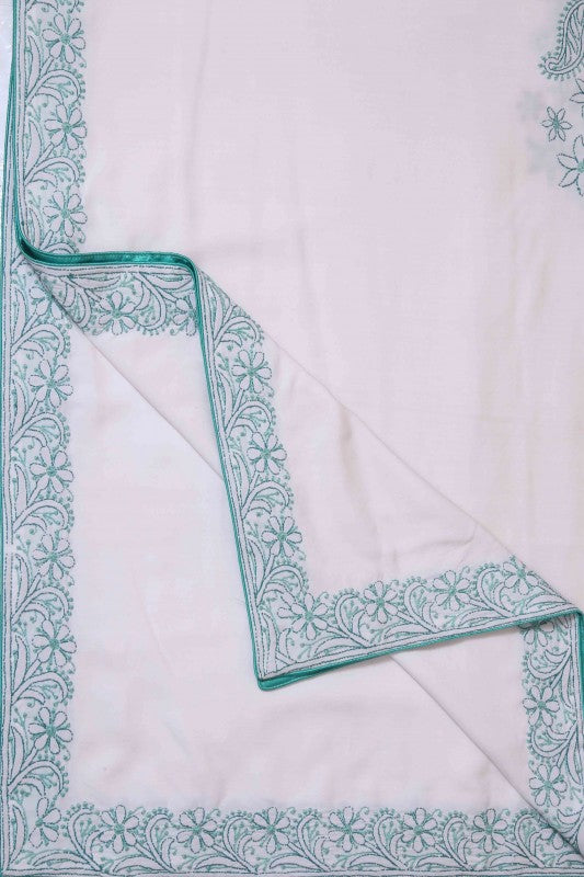 Ada Hand Embroidered White Cotton Lucknowi Chikankari Table Cover A475735