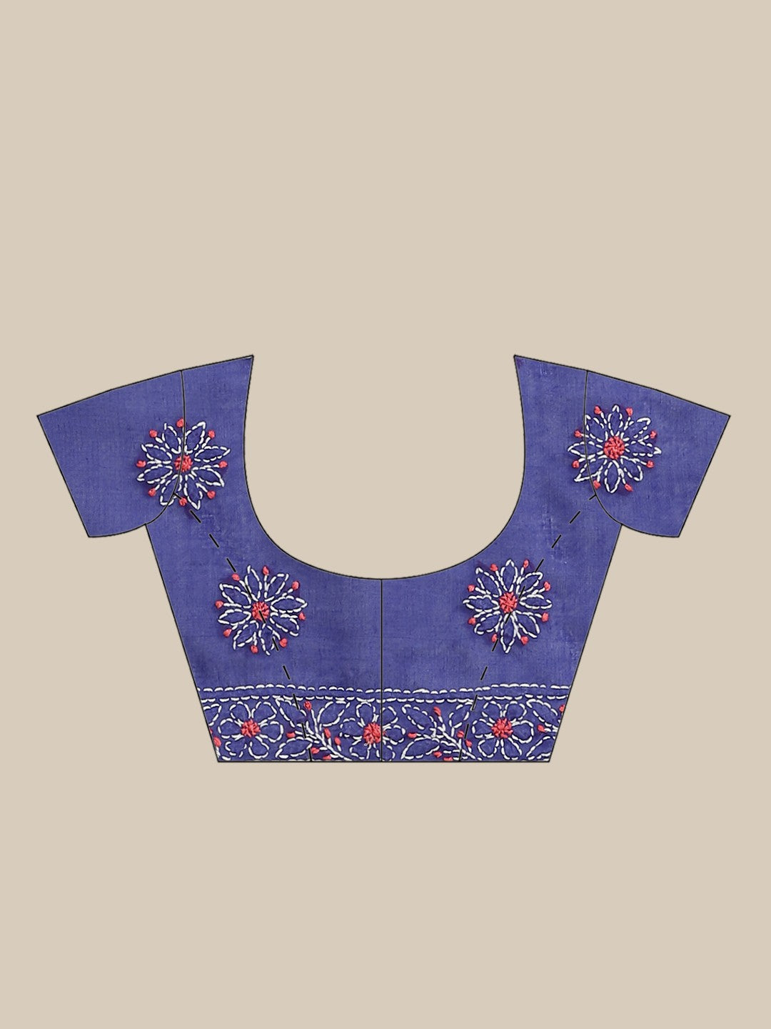 Ada Hand Embroidered Royal Blue Cotton Lucknow Chikan Saree With Blouse-A311215