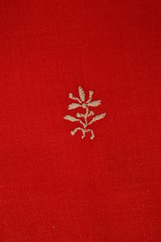 Ada Hand Embroidered Red Pashmina Lucknowi Chikankari Woolen Stole A243457