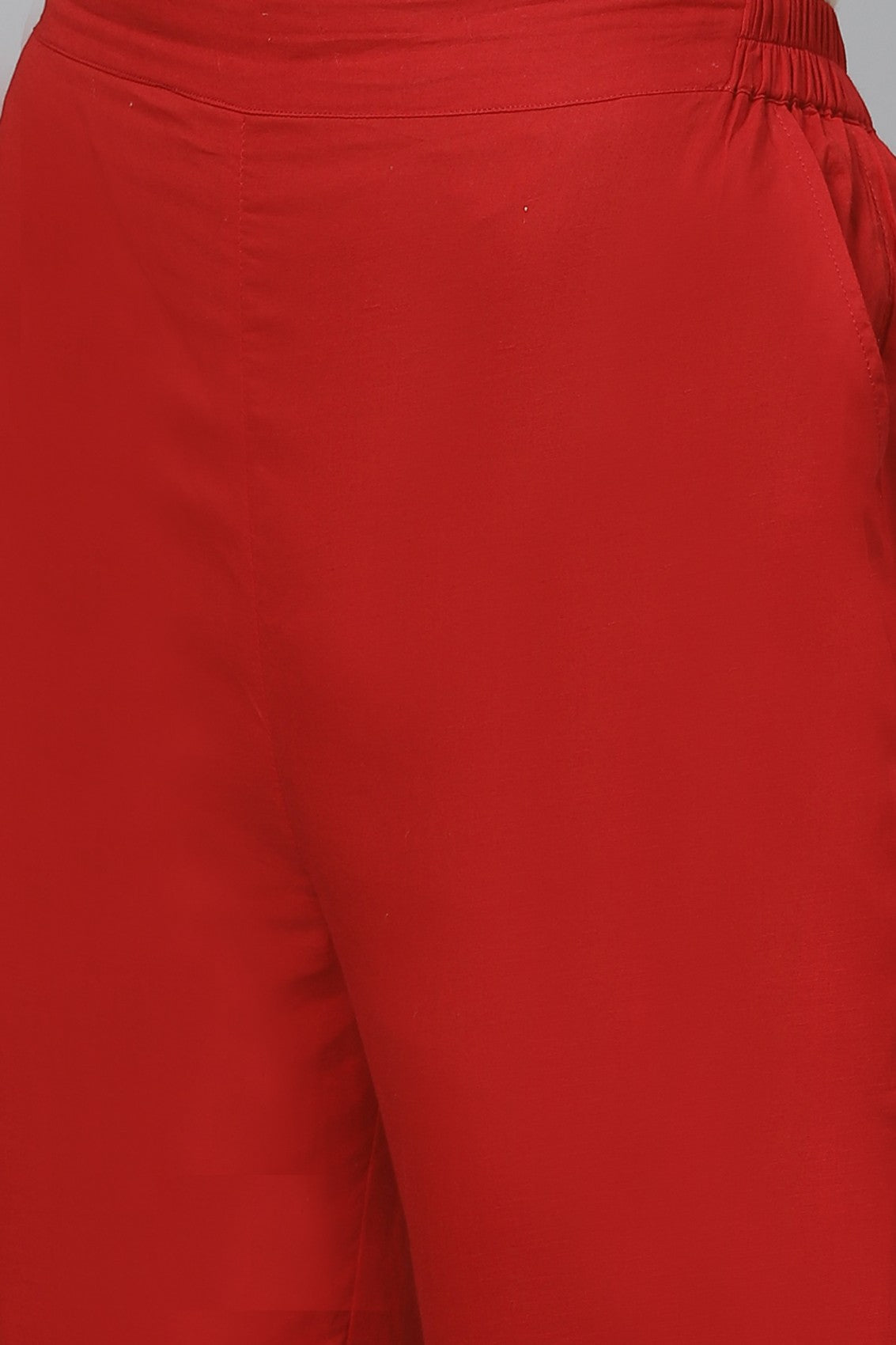 Ada Hand Embroidered Red Cotton Lucknowi Chikankari Kurta/Trouser Set with Muqaish Work A100327
