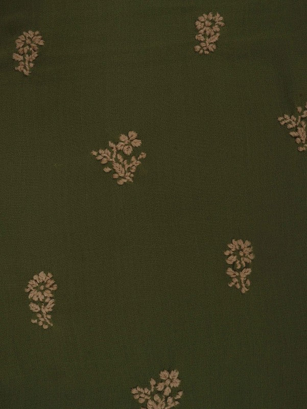 Ada Hand Embroidered Sage Green Georgette Lucknowi Chikan Unstitched Kurta Piece A316173