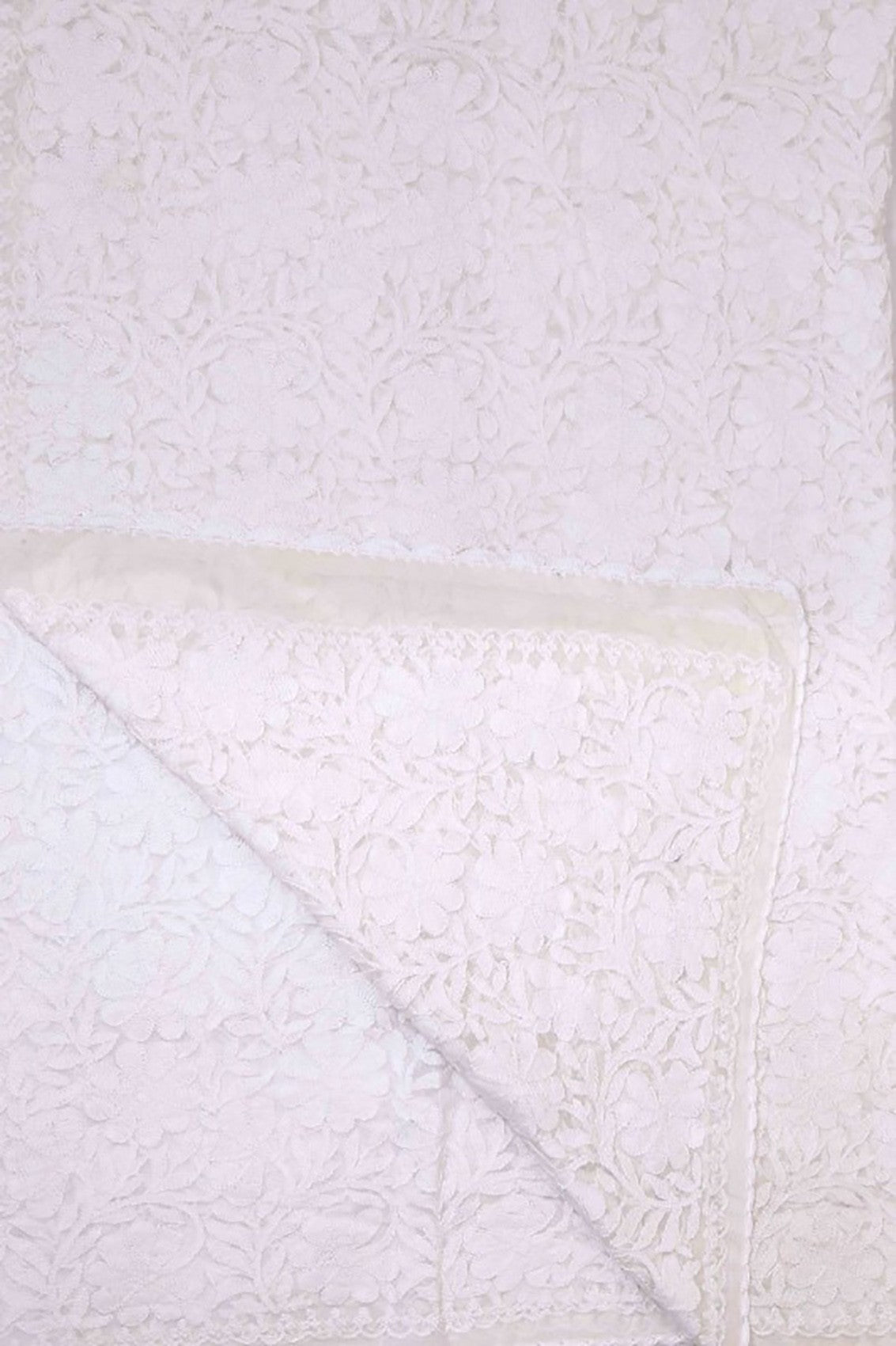 Ada Hand Embroidered White Net Lucknowi Chikankari Dupatta A567876