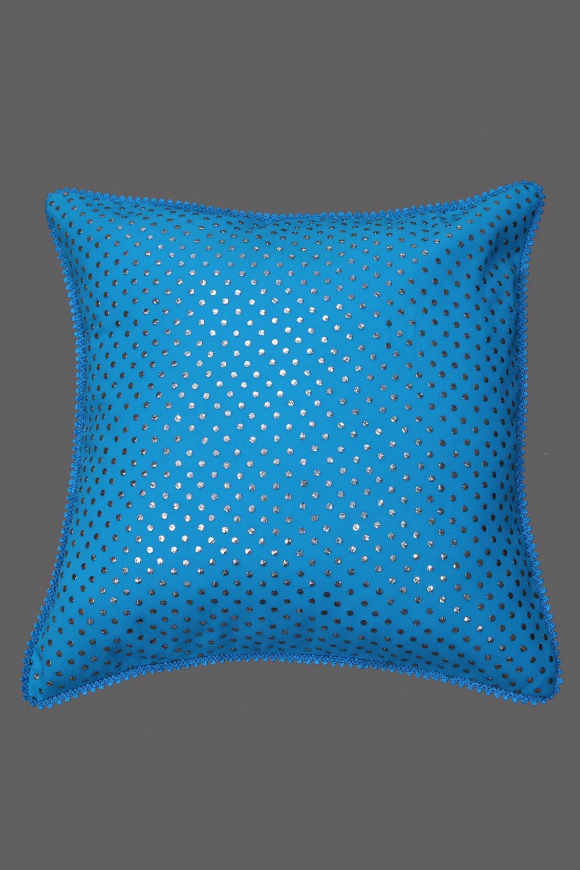 Ada Hand Embroidered Blue Pure Georgette Lucknowi Chikankari Cushion Cover Set Of 2 With Muqaish Work A446831