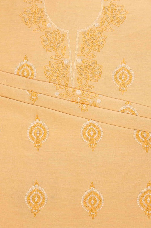 Ada Hand Embroidered Fawn Chanderi Lucknowi Chikankari Unstitched Suit Piece A442518