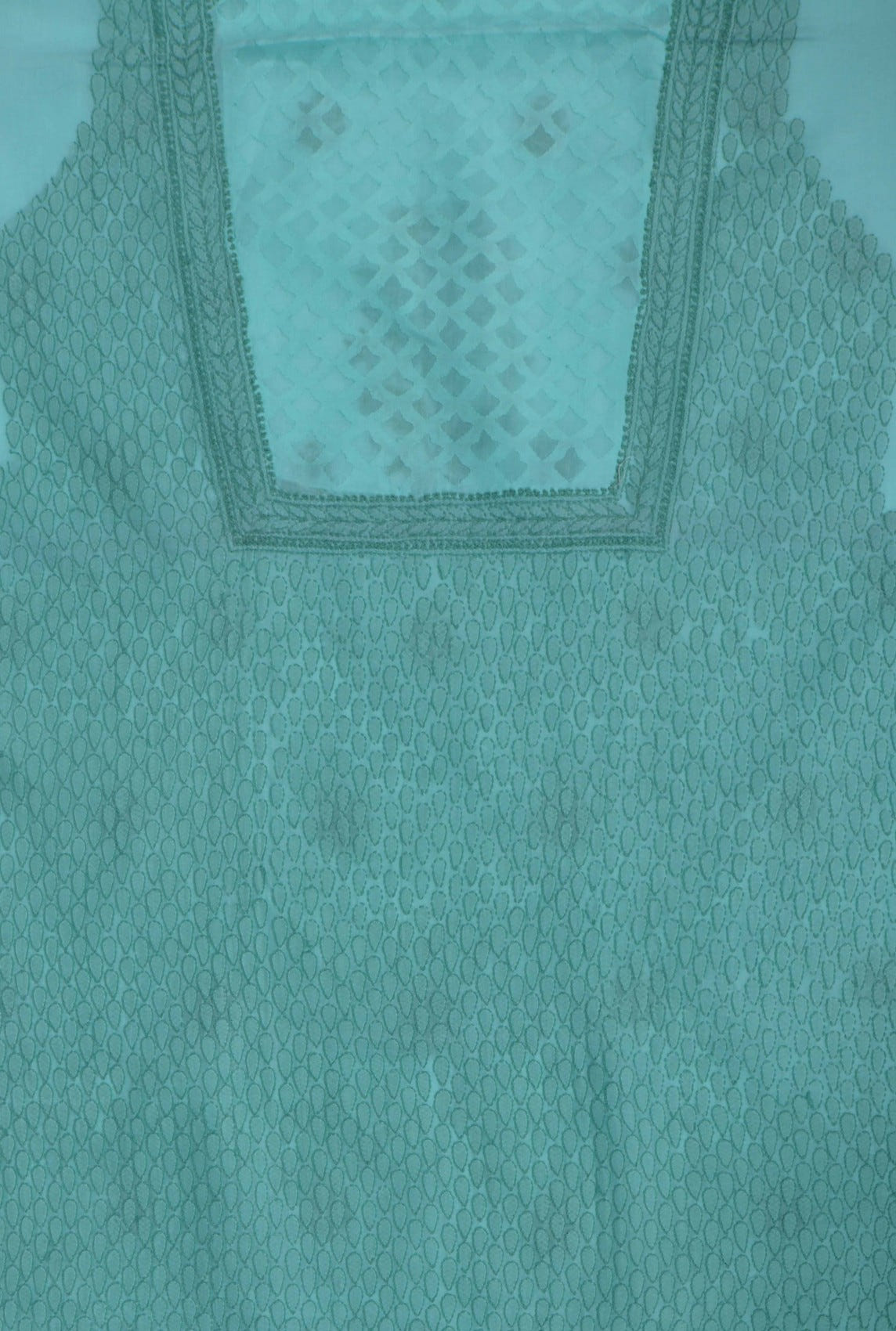 Ada Hand Embroidered Sea Green Cotton Lucknowi Chikankari Unstitched Suit Piece A576409