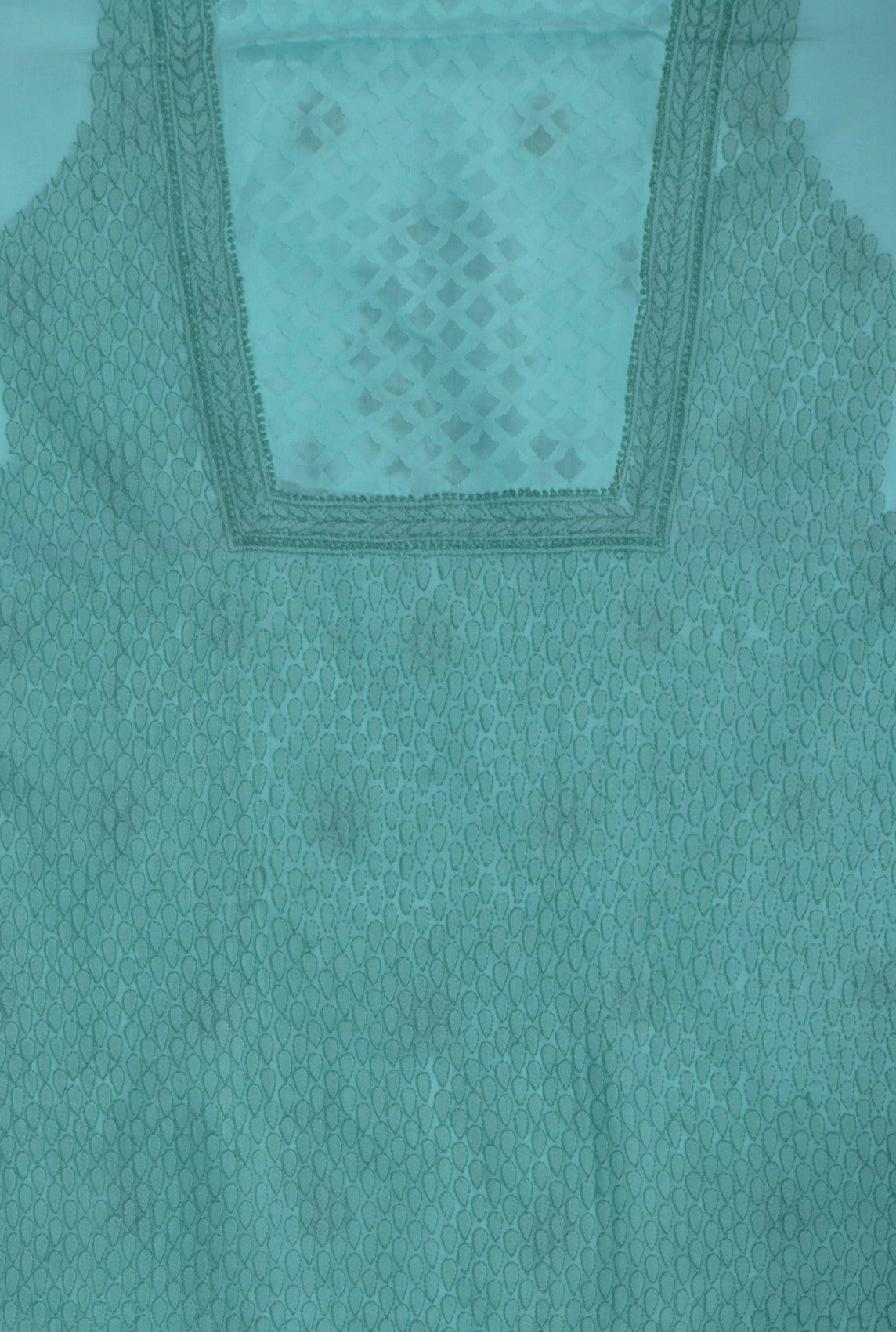 Ada Hand Embroidered Sea Green Cotton Lucknowi Chikankari Unstitched Suit Piece A576409