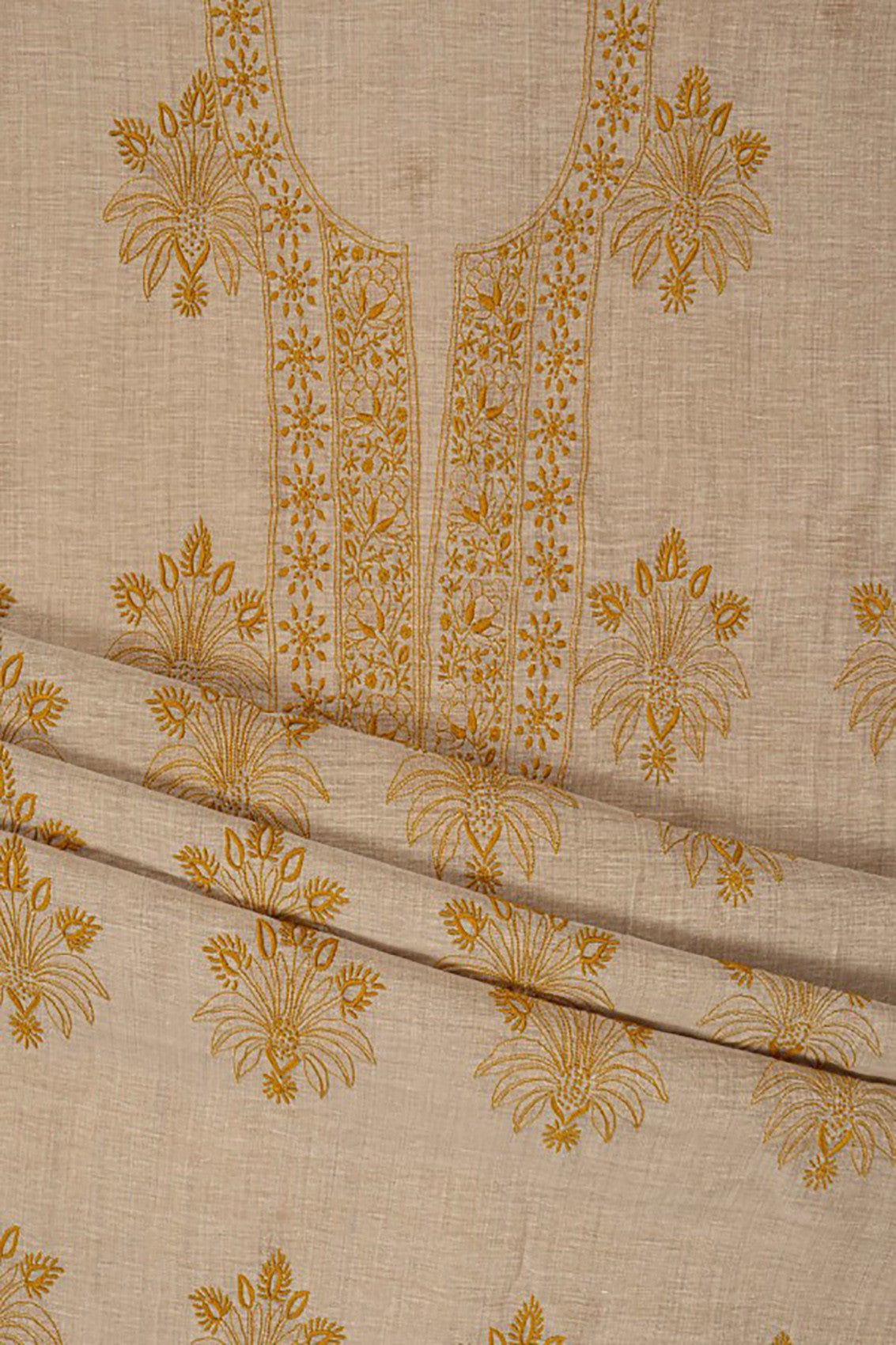 Ada Hand Embroidered Fawn Khadi Lucknowi Chikankari Unstitched Suit Piece 01A67186