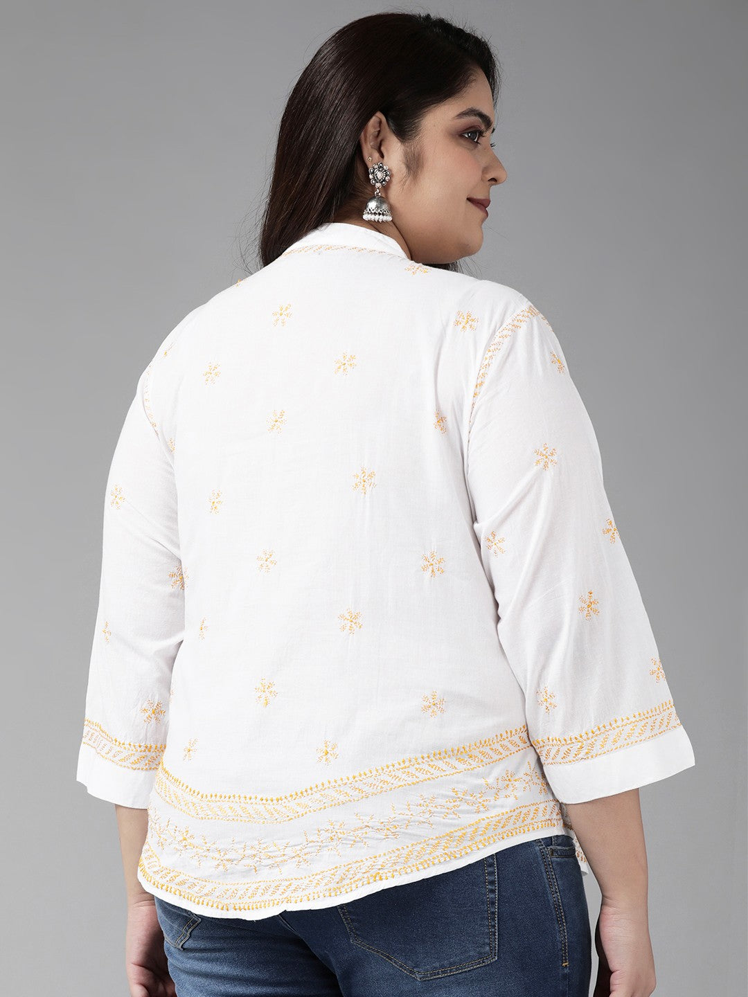 Ada Hand Embroidered White Cotton Lucknowi Chikankari Shirt A911251