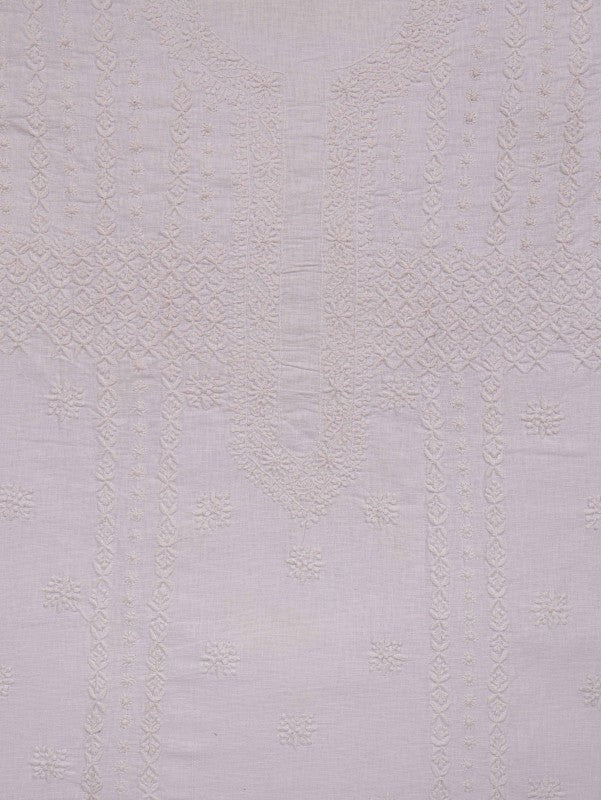 Ada Hand Embroidered White Linen Lucknowi Chikankari Unstitched Men's Kurta Piece 01A98591