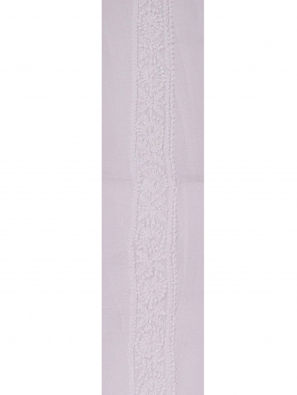 Ada Hand Embroidered White Cotton Lucknowi Chikankari Unstitched Men's Kurta Piece A617088