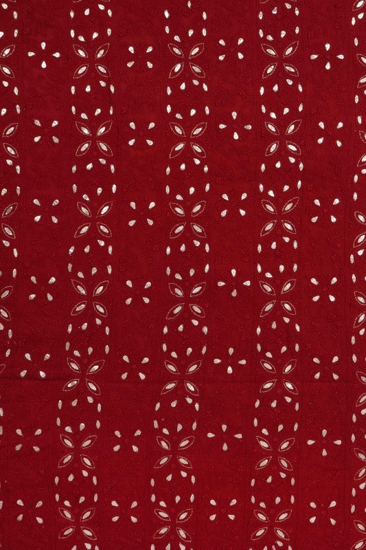 Ada Hand Embroidered Maroon Georgette Lucknowi Chikan Unstitched Kurta Piece With Gota Patti Work A330482