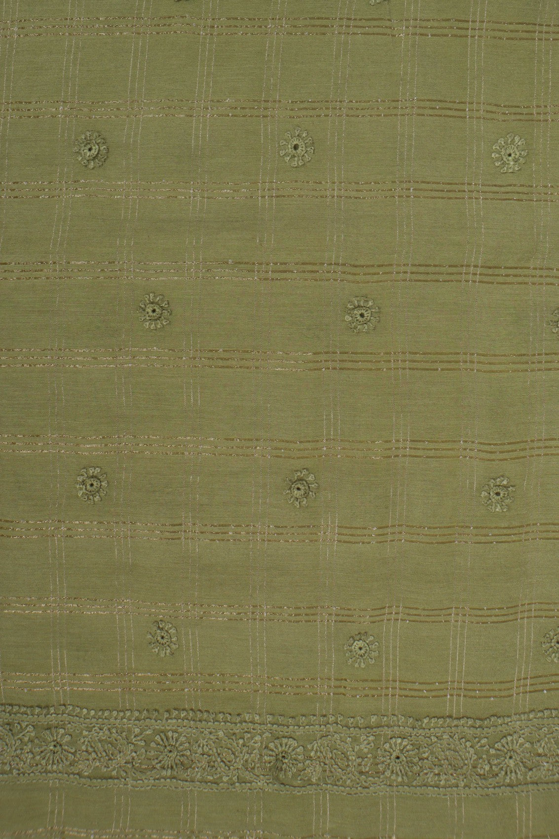 Ada Hand Embroidered Olive Green Chanderi Lucknowi Chikankari Unstitched Men's Kurta Piece 01A254685
