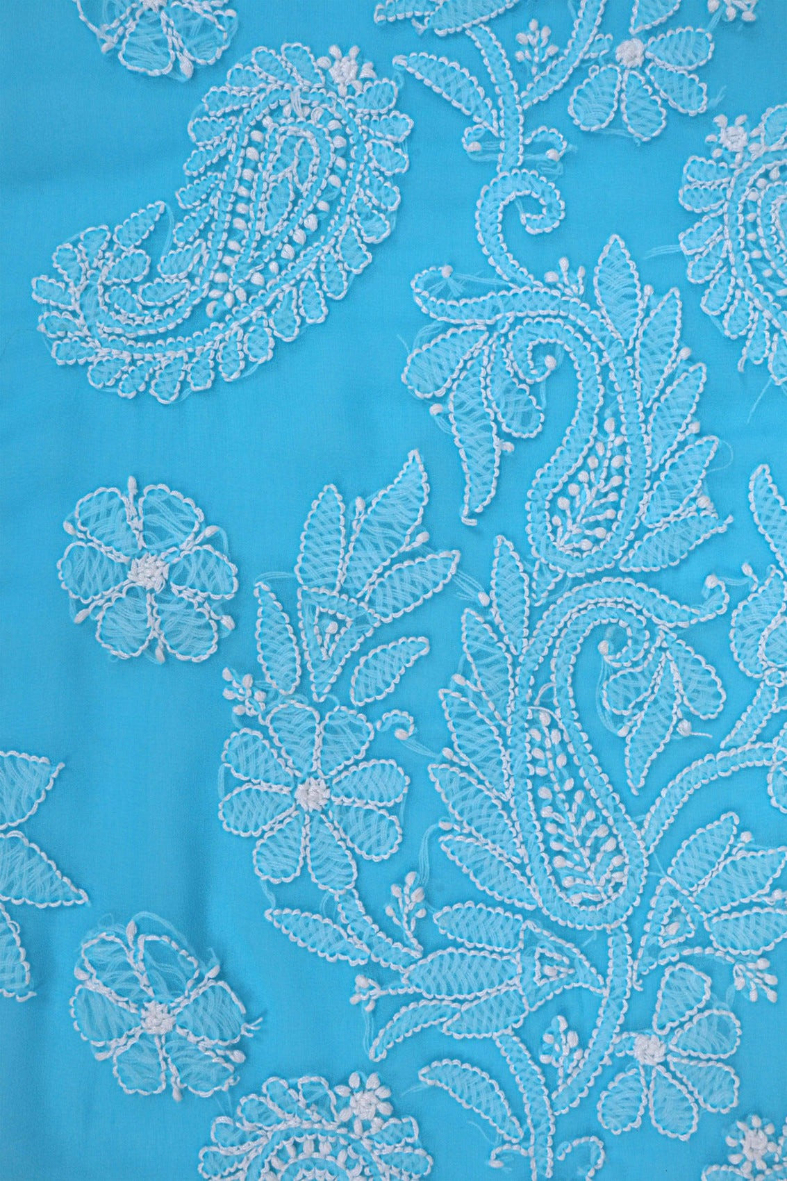 Ada Hand Embroidered Sky Blue Georgette Lucknowi Chikankari Saree With Blouse A472860