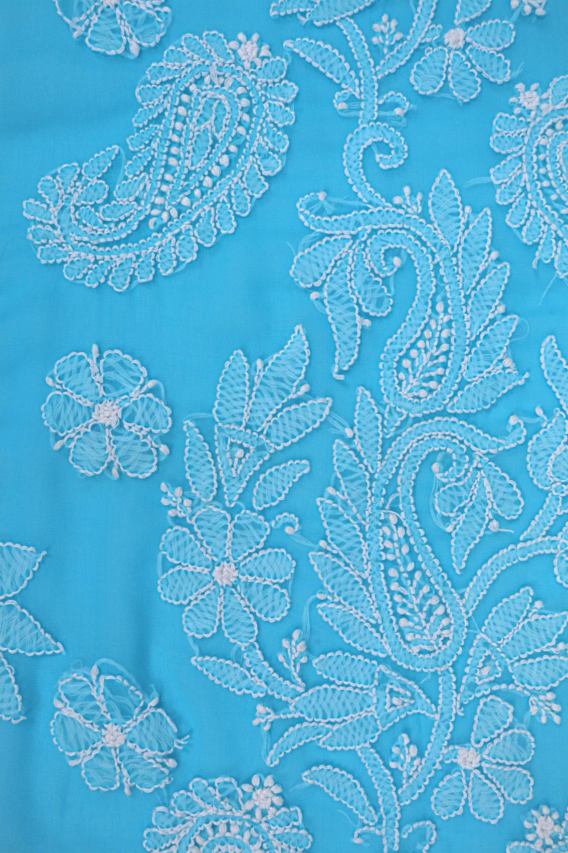 Ada Hand Embroidered Sky Blue Georgette Lucknowi Chikankari Saree With Blouse A472860