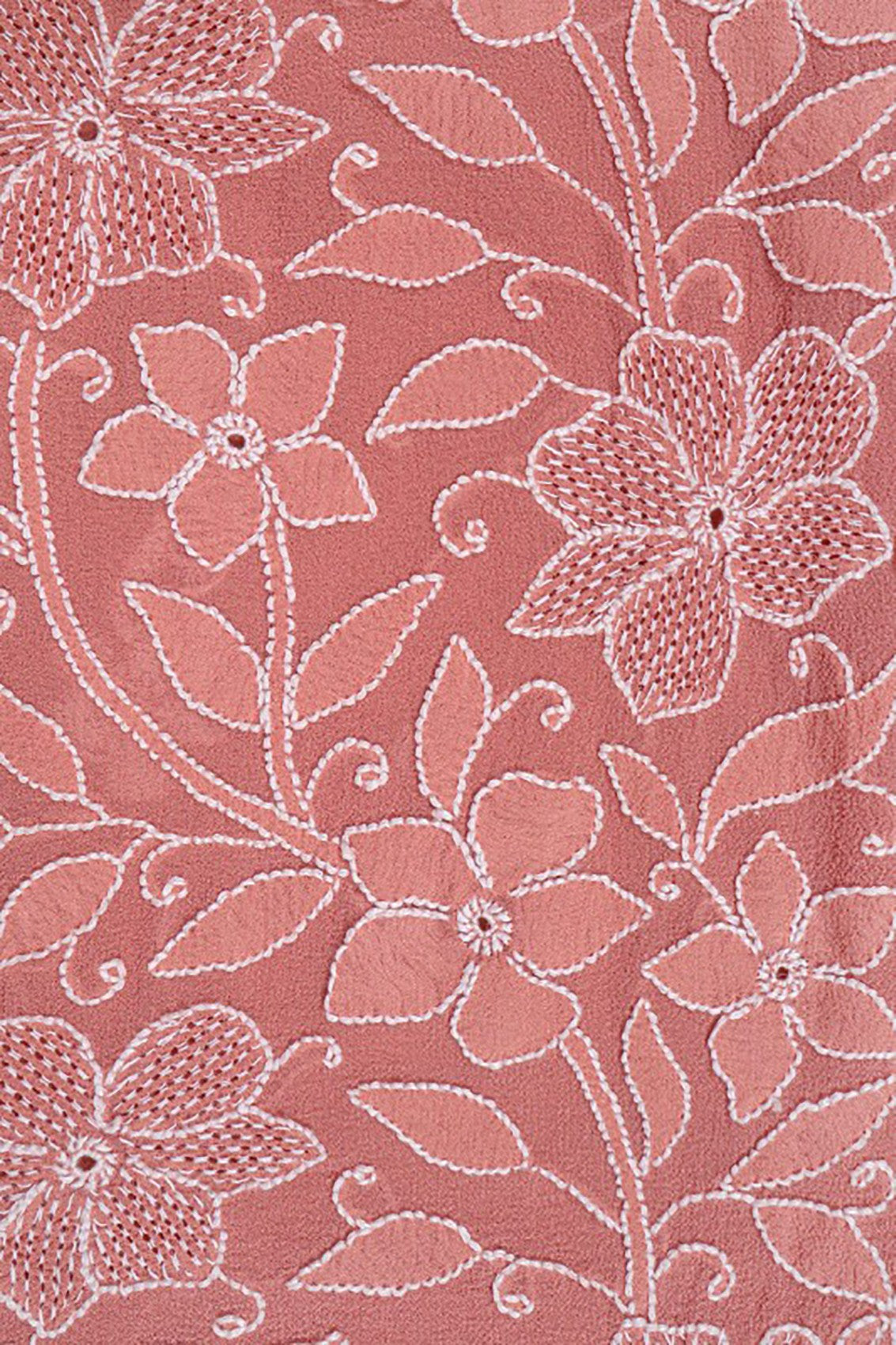 Ada Hand Embroidered Peach Pure Georgette Lucknowi Chikankari Unstitched Kurta Dupatta Set A489072