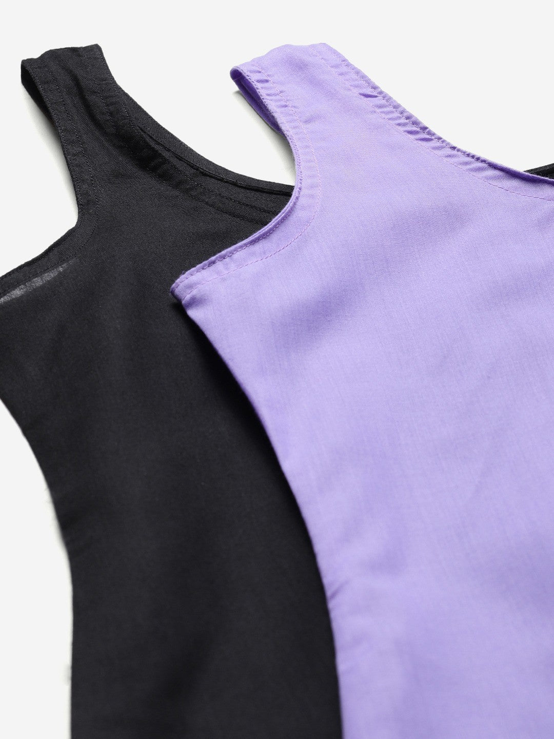 Ada Mauve and Black Cotton Long Slips Combo of 2  A301737.