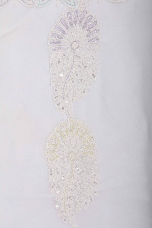 Ada Hand Embroidered White Georgette Lucknowi Chikankari Saree/Blouse with Sequinned Work A260377
