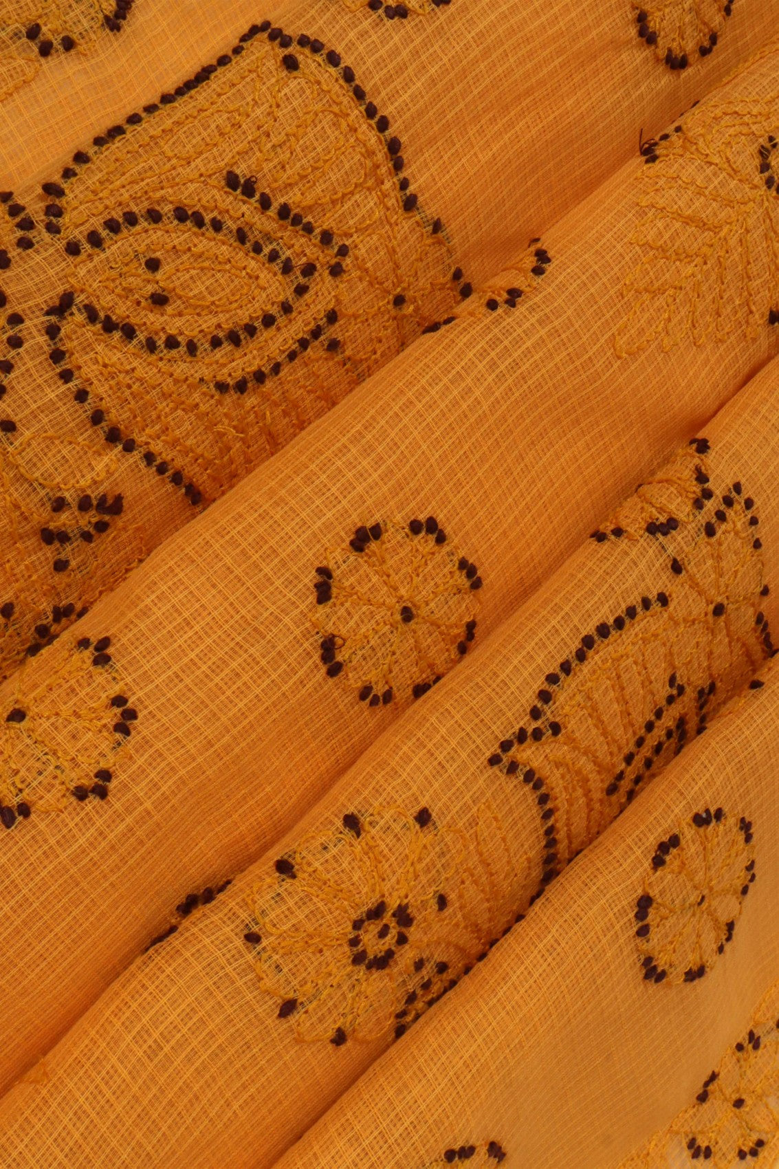 Ada Hand Embroidered Mustard Kota Lucknowi Chikankari Saree With Blouse A606778