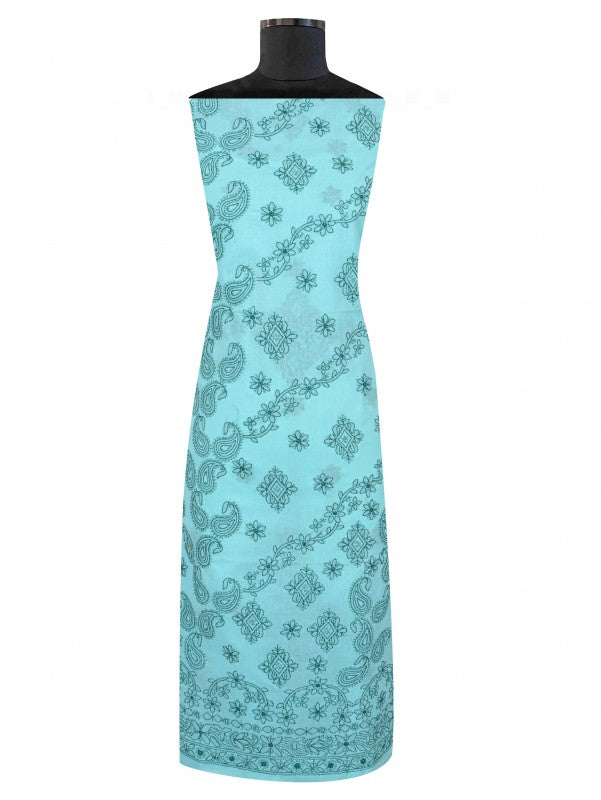 Ada Hand Embroidered Sea Green Cotton Lucknowi Chikankari Unstitched Suit Piece 01A178585