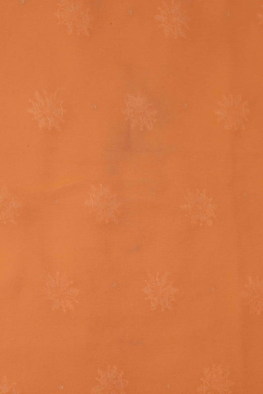 Ada Hand Embroidered Peach Pure Georgette Lucknowi Chikankari Saree/Blouse With Muqaish Work 01A100838