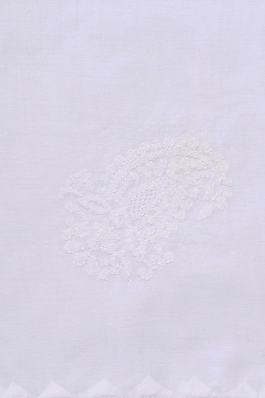 Ada Hand Embroidered White Linen Lucknowi Chikan Cocktail Set- A507035