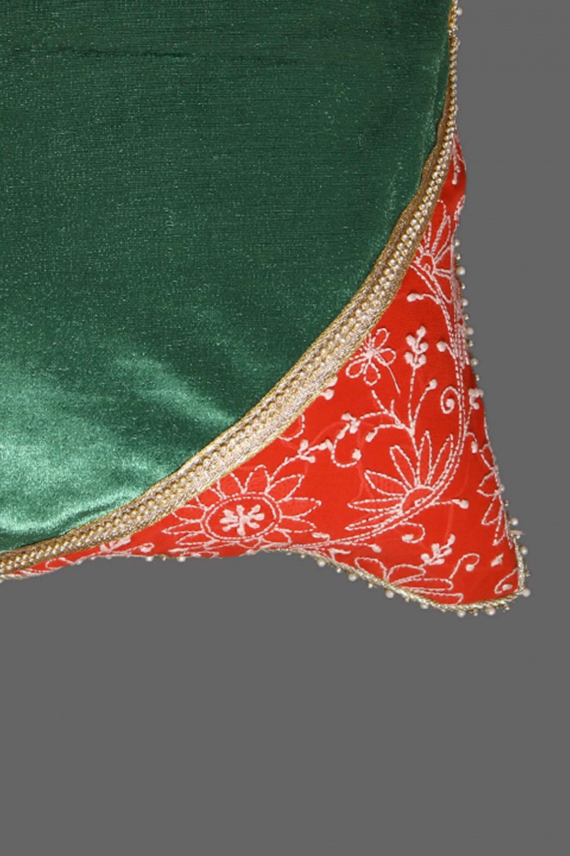 Ada Hand Embroidered Green/Red Pure Georgette Lucknowi Chikankari Cushion Cover Set Of 2 A333824
