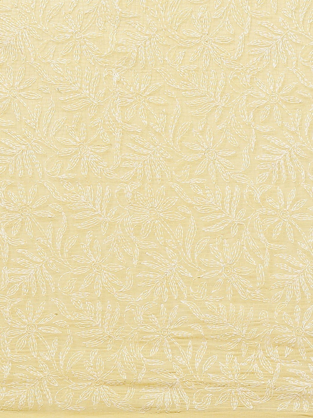 Ada Hand Embroidered Yellow Kota Lucknow Chikan Saree With Blouse- A311228