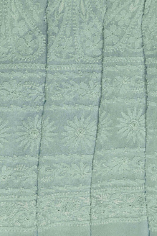 Ada Hand Embroidered Mint Green Pure Georgette Lucknowi Chikankari Saree with Blouse A149765