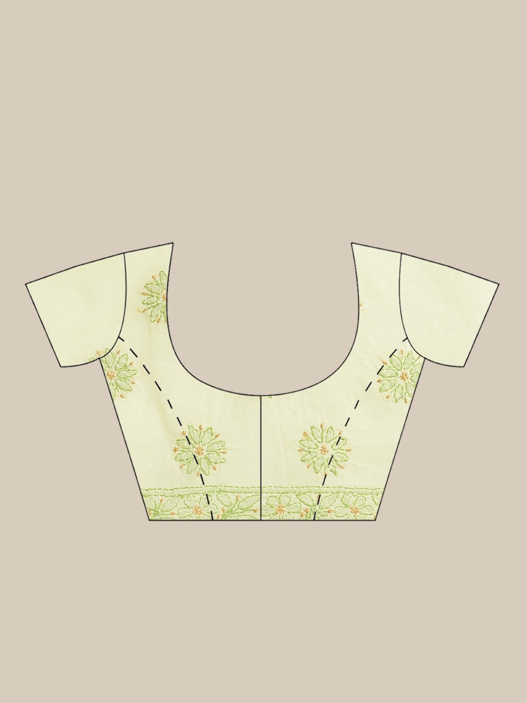 Ada Hand Embroidered Lemon Cotton Lucknow Chikan Saree With Blouse-A311212