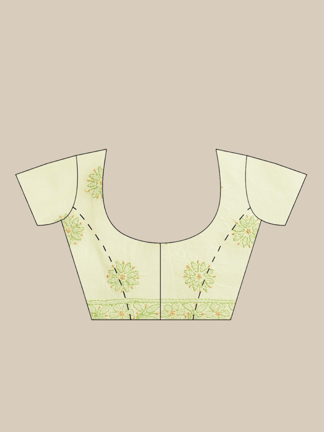 Ada Hand Embroidered Lemon Cotton Lucknow Chikan Saree With Blouse-A311212