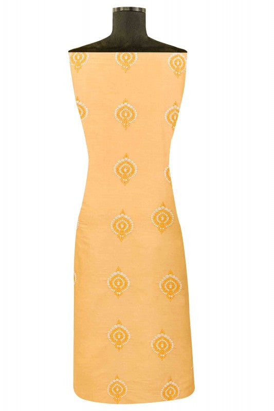Ada Hand Embroidered Fawn Chanderi Lucknowi Chikankari Unstitched Suit Piece A442518