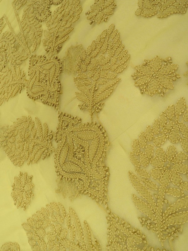 Ada Hand Embroidered Chartreuse Green Georgette Lucknowi Chikankari Unstitched Suit Piece A211227