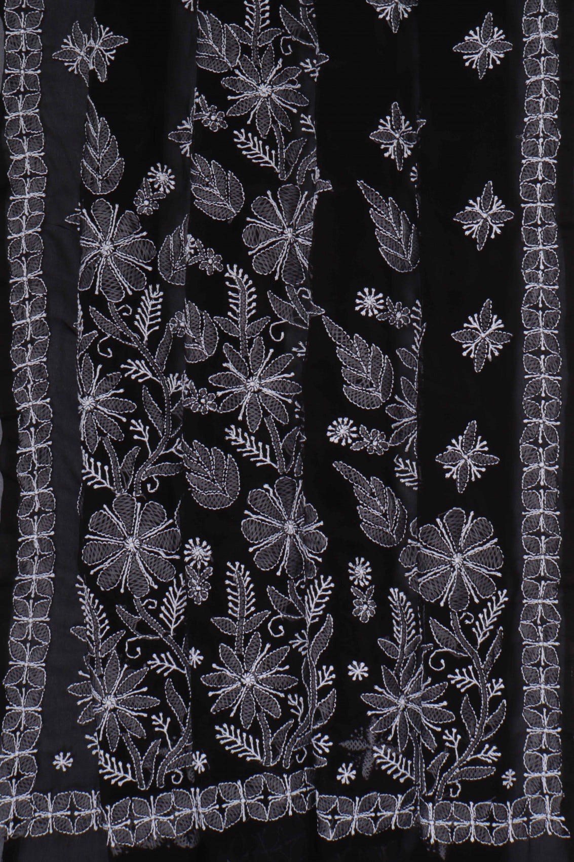 Ada Hand Embroidered Black Georgette Lucknowi Chikankari Saree with Blouse A568847