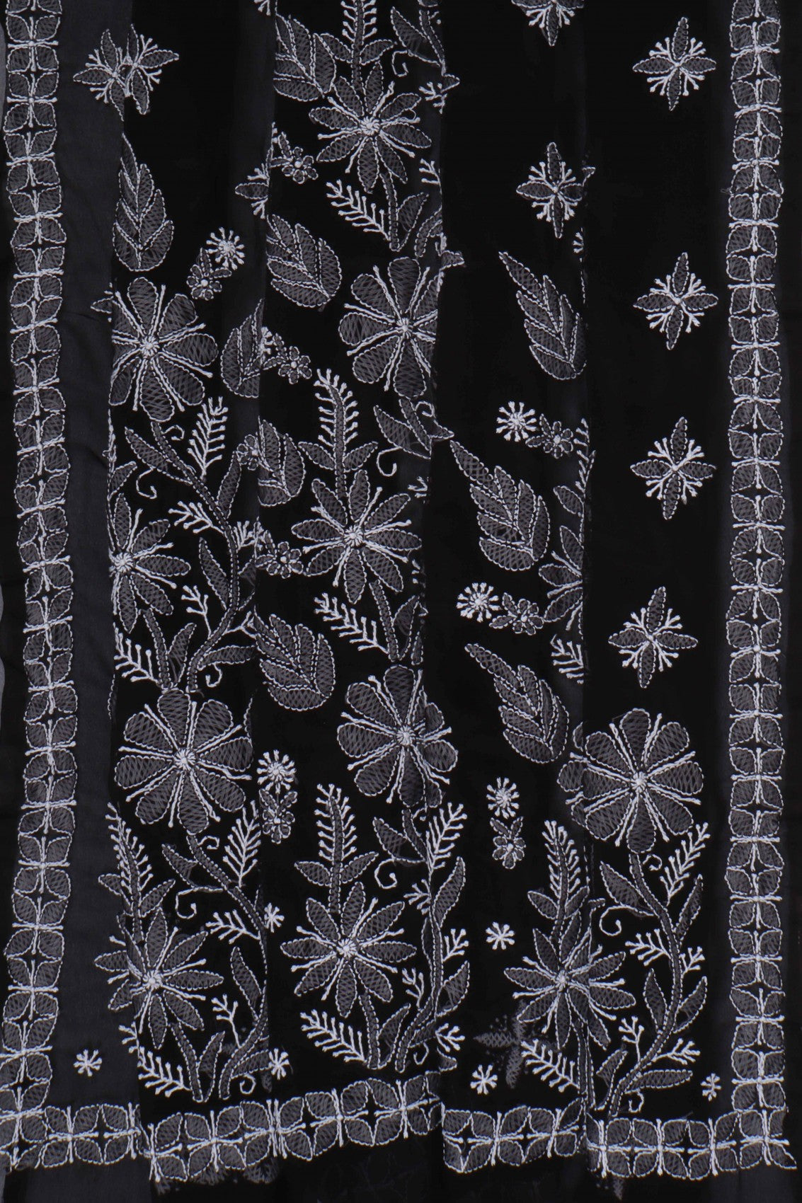 Ada Hand Embroidered Black Georgette Lucknowi Chikankari Saree with Blouse A568847