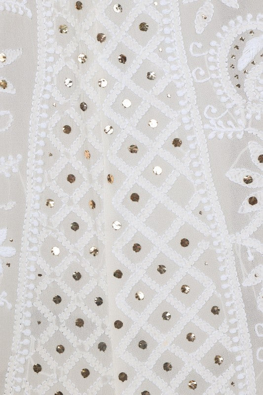 Ada Hand Embroidered White Pure Georgette Lucknowi Chikankari Lehenga Set with Muqaish Work A454707