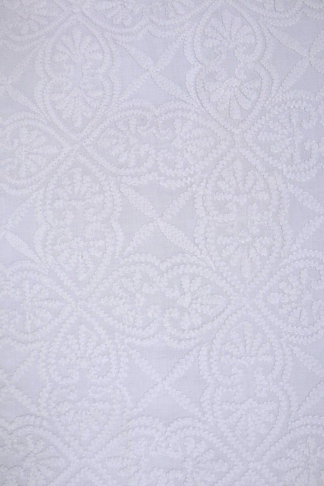 Ada Hand Embroidered White Cotton Lucknowi Chikankari Unstitched Men's Kurta Piece 01A234151