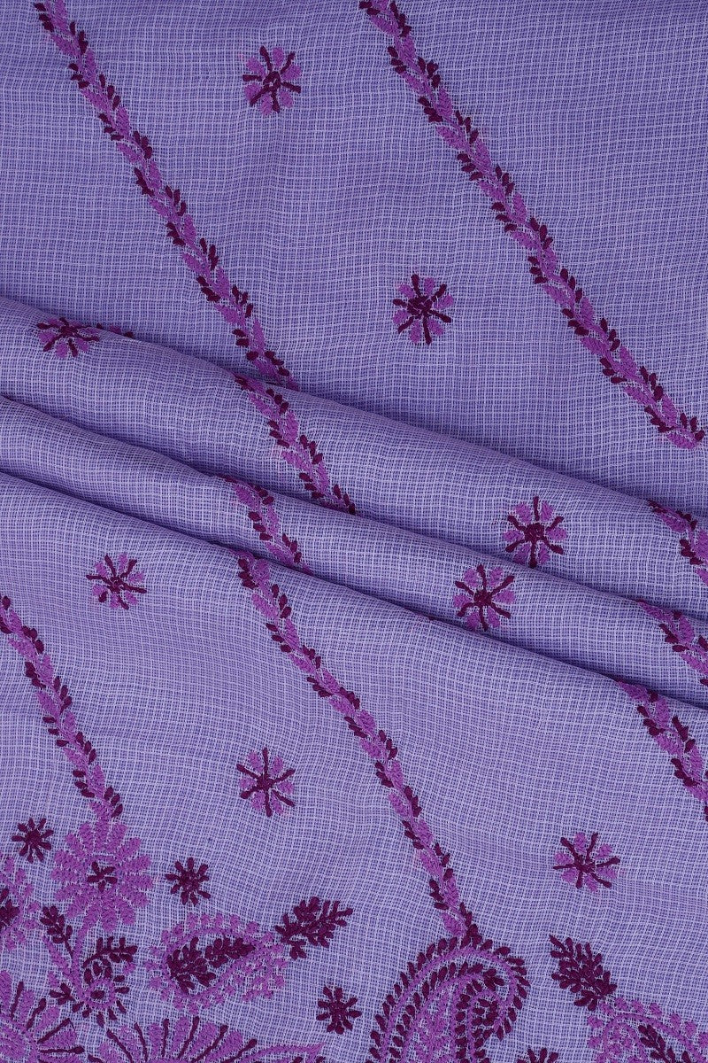 Ada Hand Embroidered Mauve Kota Chikan Unstitched Kurta Piece A590542