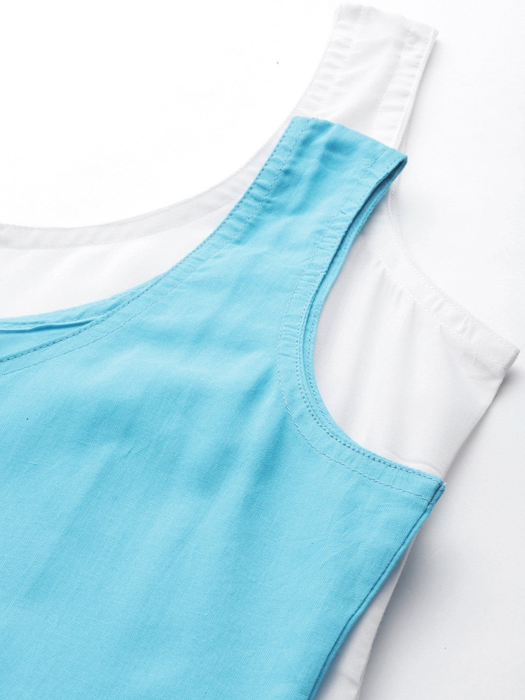 Ada White And Blue Cotton Long Slips Combo of 2 A111138.