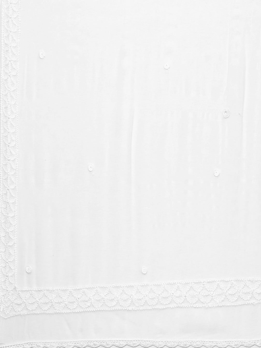 Ada Hand Embroidered White Chiffon Lucknowi Chikankari Dupatta– A511119