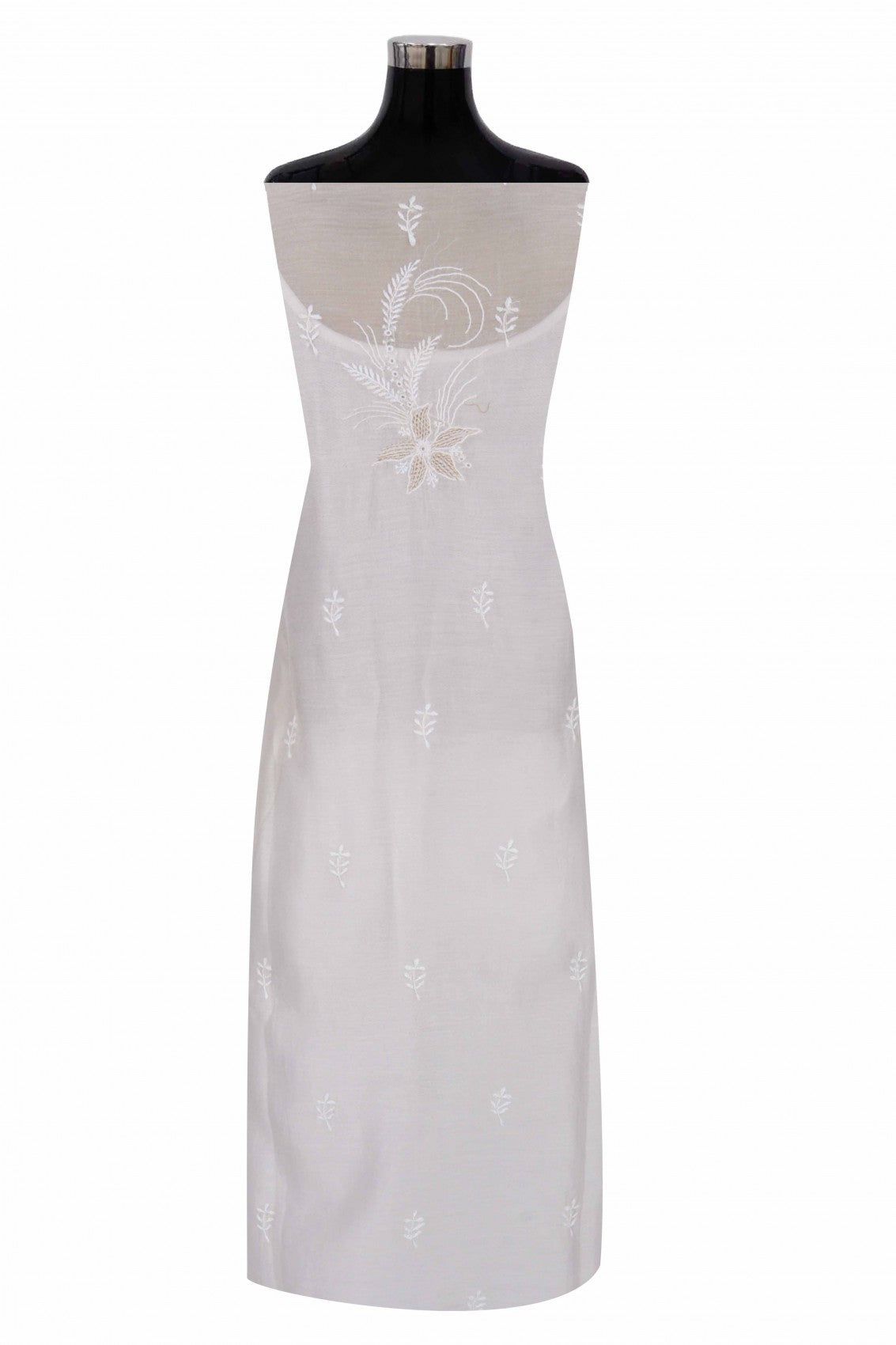 Ada Hand Embroidered Off White Chanderi Lucknowi Chikankari Semi-Stitched Kurta Dupatta Set With Zari Work 01A216282
