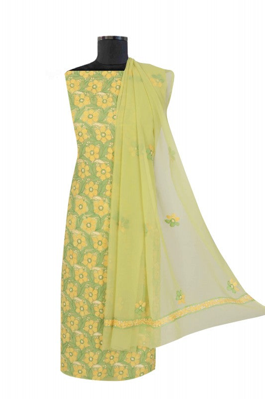 Ada Hand Embroidered Light Green Georgette Lucknowi Chikankari Unstitched Suit Piece 01A172839
