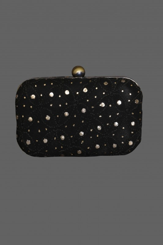 Ada Hand Embroidered Black Pure Georgette Lucknow Chikankari Clutch With Muqaish Work-A606033
