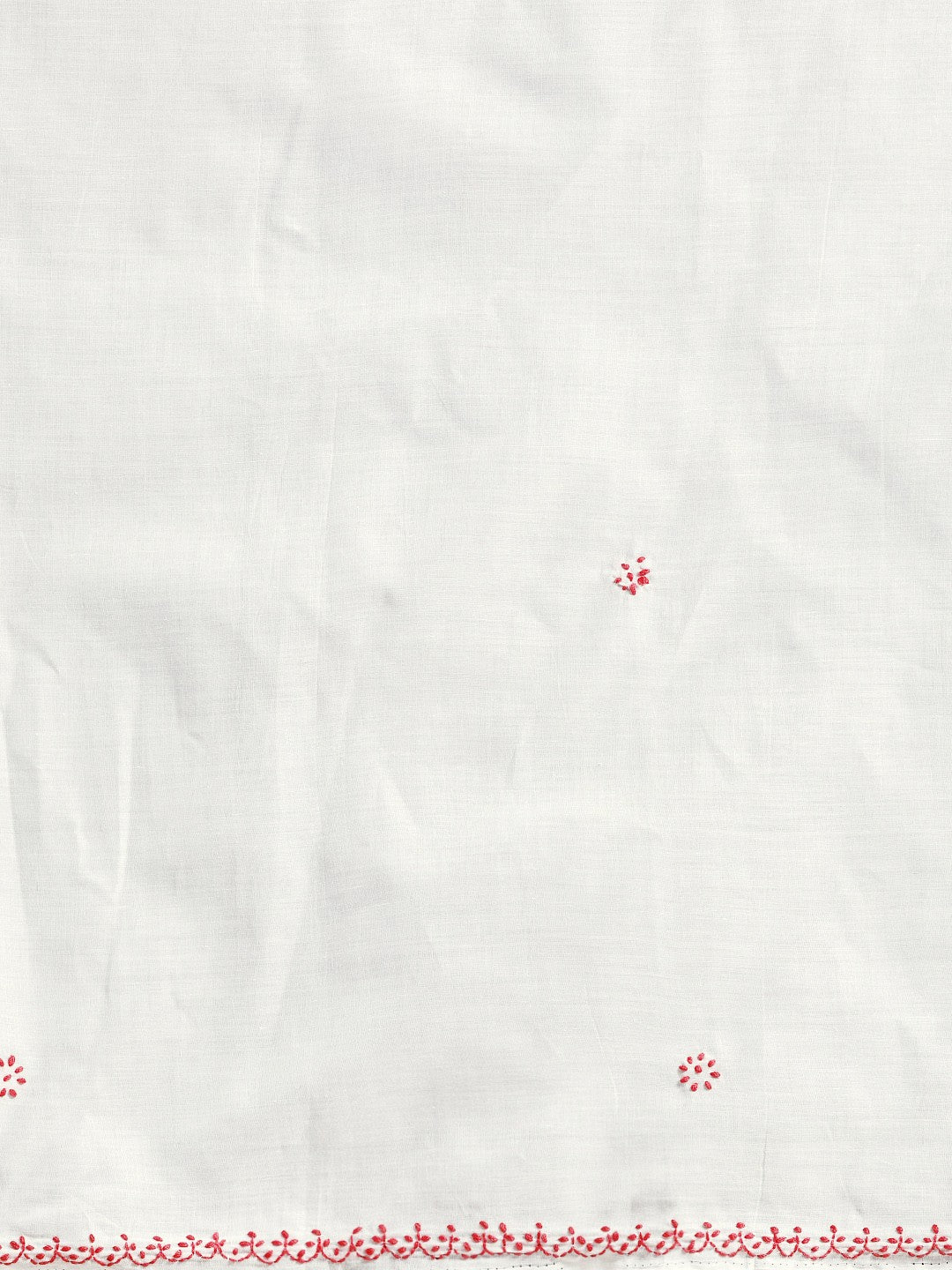 Ada Hand Embroidered White Cotton Lucknow Chikan Saree with Blouse A100203